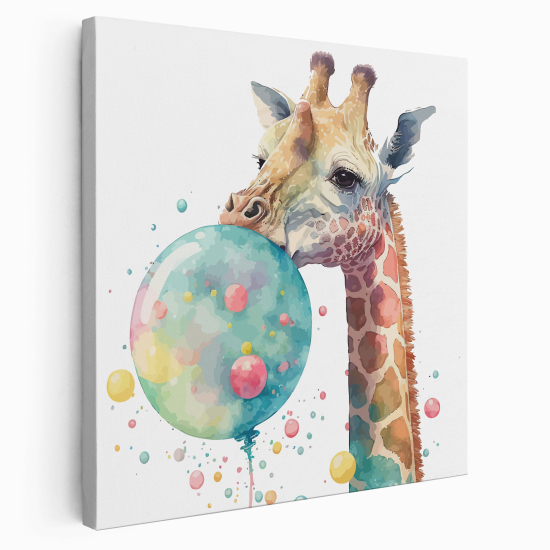 Stampa su tela Quadrata per Bambini - Giraffa bolla
