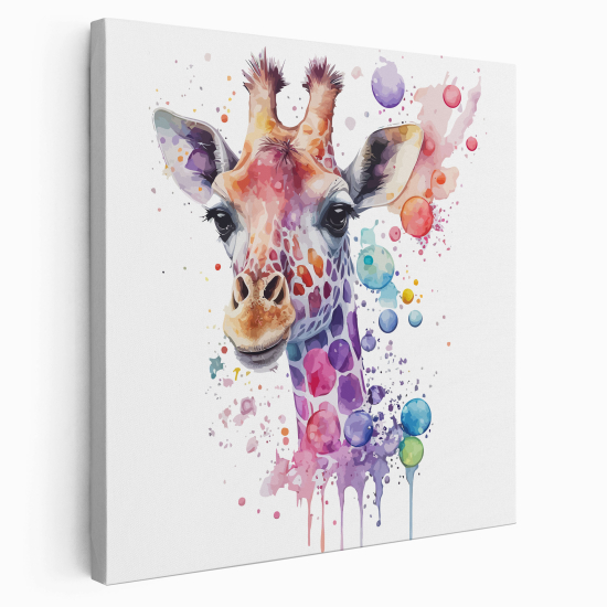 Stampa su tela Quadrata per Bambini - Giraffa colorata