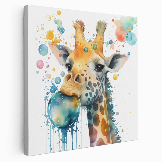 Stampa su tela Quadrata per Bambini - Giraffa colorata