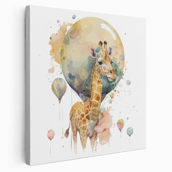 Stampa su tela Quadrata per Bambini - Giraffa Palloncini