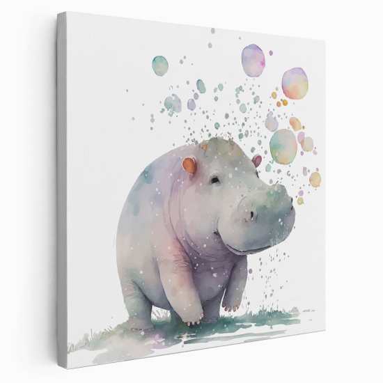 Stampa su tela Quadrata per Bambini - Ippopotamo
