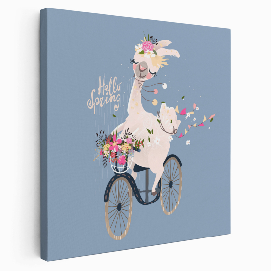 Stampa su tela Quadrata per Bambini - Lama in Bicicletta