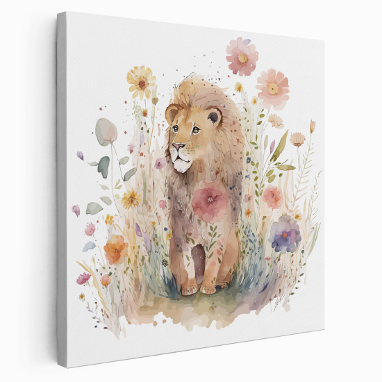 Stampa su tela Quadrata per Bambini - Leone