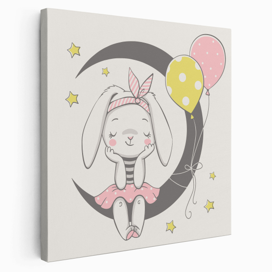 Stampa su tela Quadrata per Bambini - Luna Coniglio