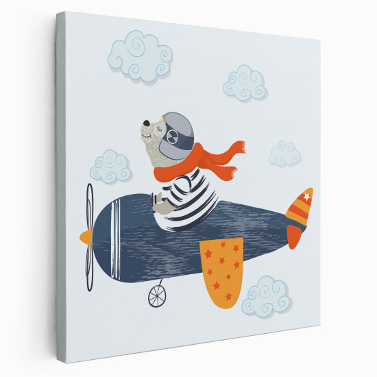 Stampa su tela Quadrata per Bambini - Orsetto Aviatore