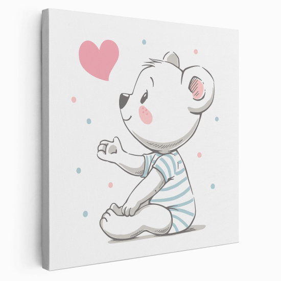 Stampa su tela Quadrata per Bambini - Orsetto Cuore