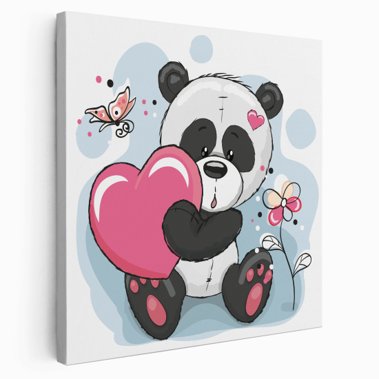 Stampa su tela Quadrata per Bambini - Orsetto cuori