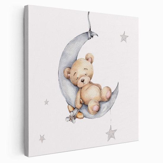 Stampa su tela Quadrata per Bambini - Orsetto Luna
