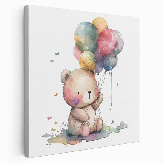 Stampa su tela Quadrata per Bambini - Orsetto Palloncini