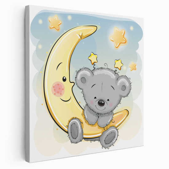 Stampa su tela Quadrata per Bambini - Orsetto sulla luna