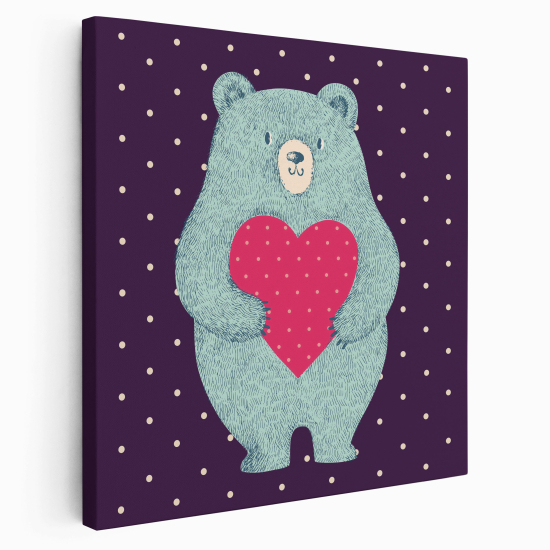 Stampa su tela Quadrata per Bambini - Orso cuore