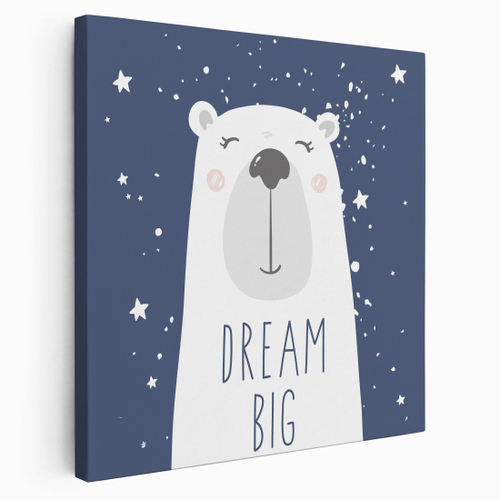 Stampa su tela Quadrata per Bambini - Orso Polare Dream Big