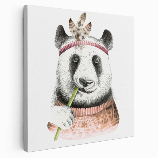 Stampa su tela Quadrata per Bambini - Panda Indiano