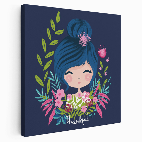 Stampa su tela Quadrata per Bambini - Piccola Ragazza Fiori