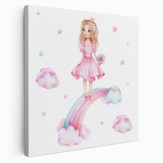 Stampa su tela Quadrata per Bambini - Principessa Arcobaleno
