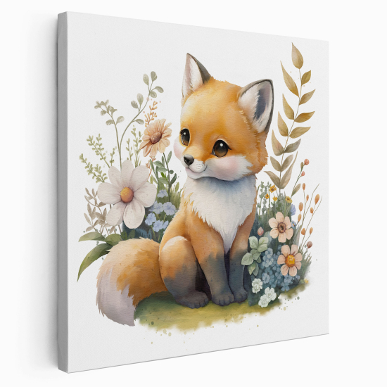 Stampa su tela Quadrata per Bambini - Renard Fiori