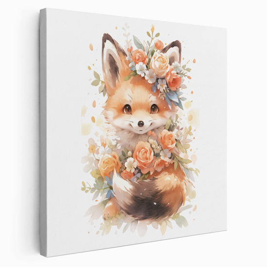 Stampa su tela Quadrata per Bambini - Renard Fiori