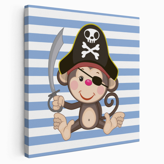 Stampa su tela Quadrata per Bambini - Scimmia pirata