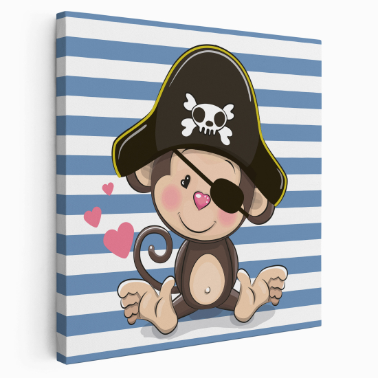 Stampa su tela Quadrata per Bambini - Scimmia pirata