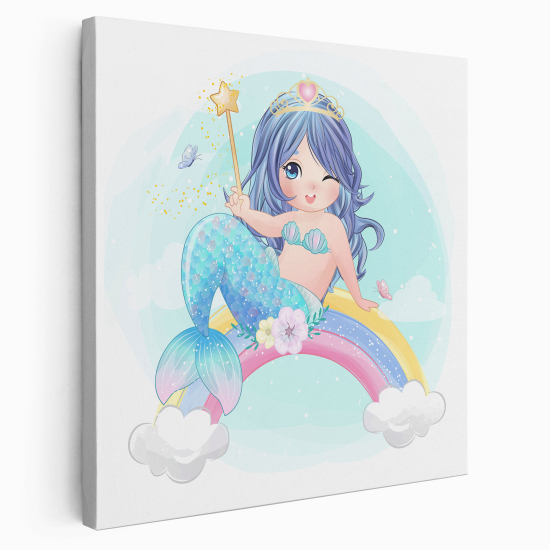 Stampa su tela Quadrata per Bambini - Sirena Arcobaleno