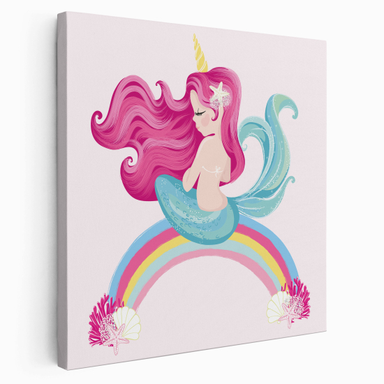 Stampa su tela Quadrata per Bambini - Sirena Arcobaleno