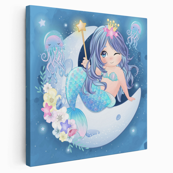 Stampa su tela Quadrata per Bambini - Sirena Luna