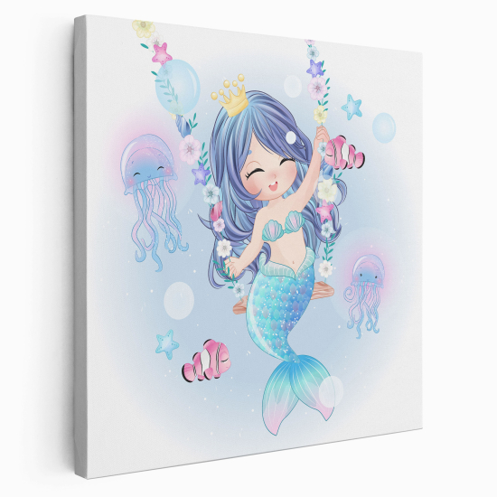 Stampa su tela Quadrata per Bambini - Sirena Oceano