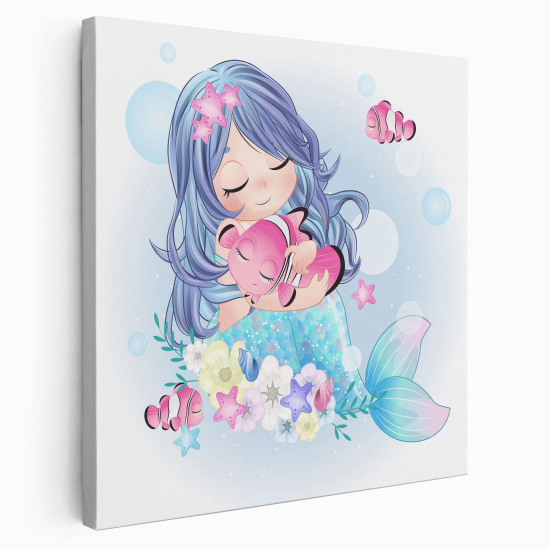 Stampa su tela Quadrata per Bambini - Sirena Oceano