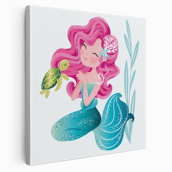 Stampa su tela Quadrata per Bambini - Sirena Tartaruga