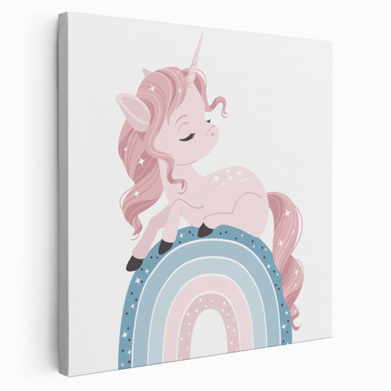 Stampa su tela Quadrata per Bambini - Unicorno Arcobaleno