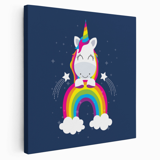 Stampa su tela Quadrata per Bambini - Unicorno Arcobaleno