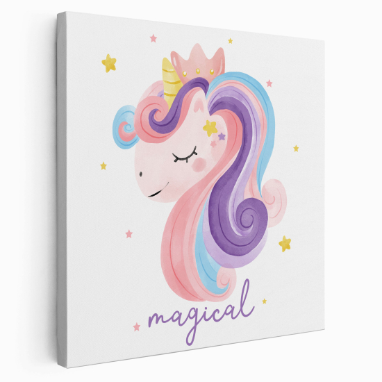 Stampa su tela Quadrata per Bambini - Unicorno Magico