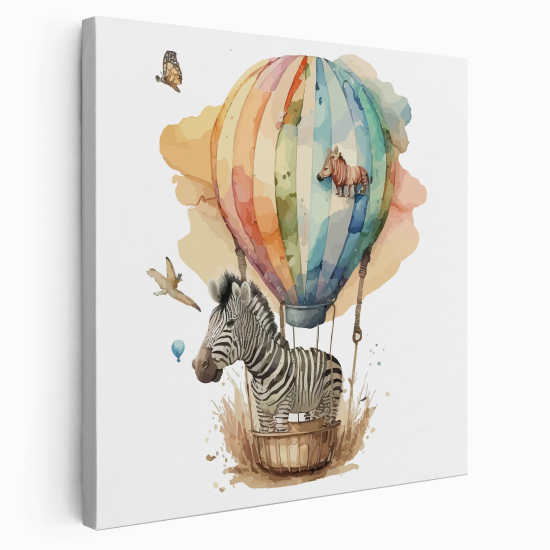 Stampa su tela Quadrata per Bambini - Zebra Mongolfiera