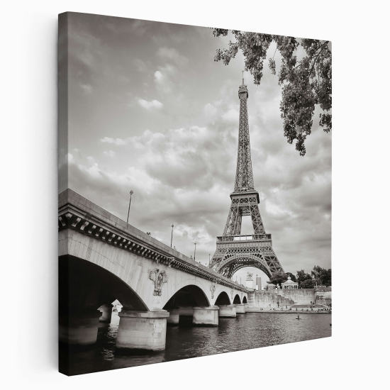 Stampa su tela Quadrata - Torre Eiffel Parigi
