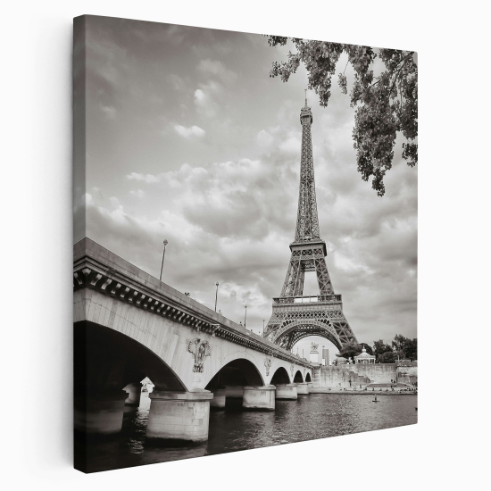 Stampa su tela Quadrata - Torre Eiffel Parigi