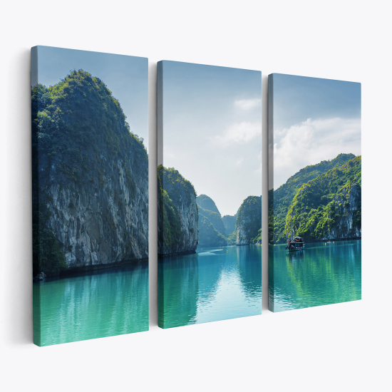 Stampa Trittico su tela - Baia di Halong Vietnam