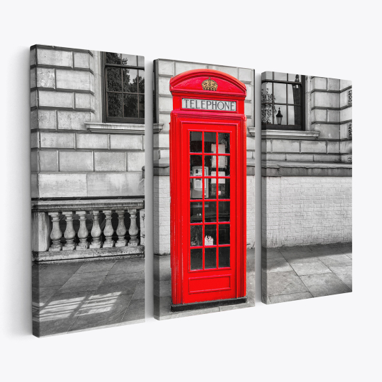 Stampa Trittico su tela - Cabina Telefonica Londra