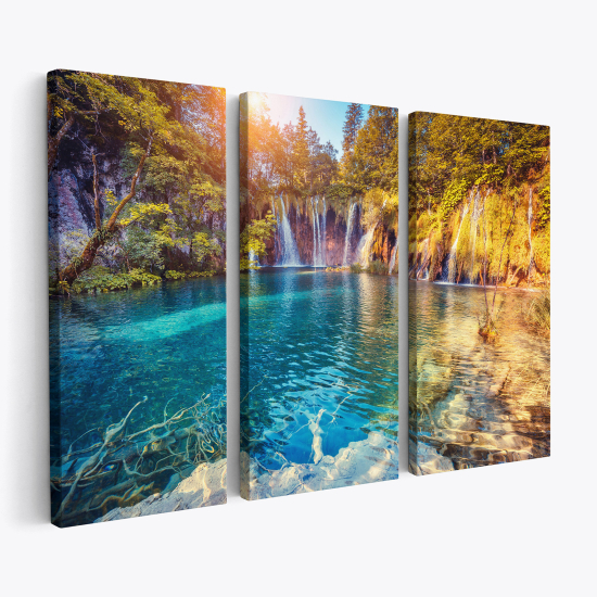 Stampa Trittico su tela - Cascate