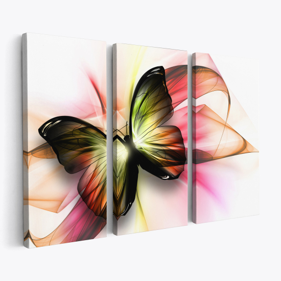 Stampa Trittico su tela - Design Farfalla