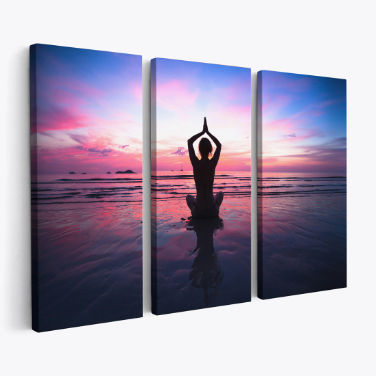 Stampa Trittico su tela - Donna Zen yoga