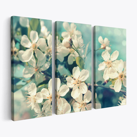 Stampa Trittico su tela - Fiori di Ciliegio