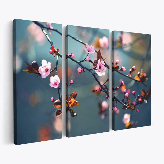 Stampa Trittico su tela - Fiori di Ciliegio
