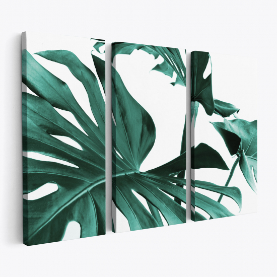 Stampa Trittico su tela - Foglie Tropicali Monstera