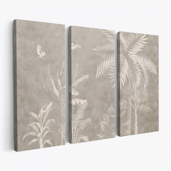 Stampa Trittico su tela - Foresta Tropicale