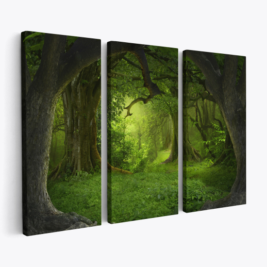 Stampa Trittico su tela - Foresta tropicale