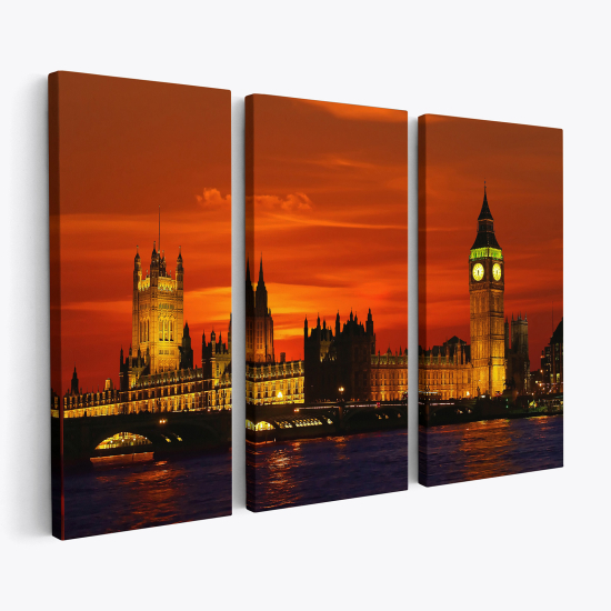 Stampa Trittico su tela - Londra