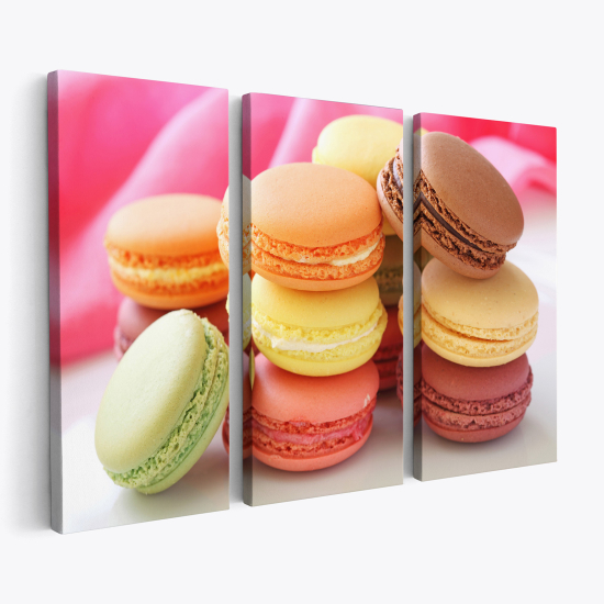 Stampa Trittico su tela - Macarons