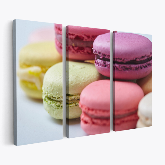 Stampa Trittico su tela - Macarons