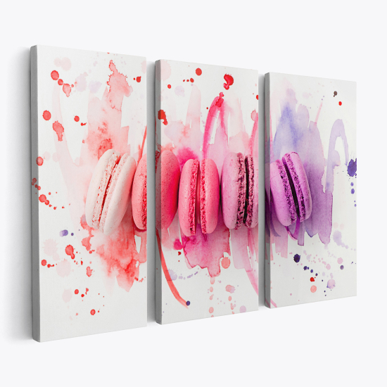 Stampa Trittico su tela - Macarons