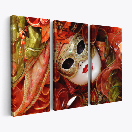 Stampa Trittico su tela - Maschera Venezia